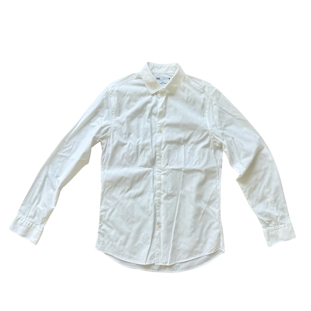 Zara Man Slim Fit Dressy Shirt, White - Size M